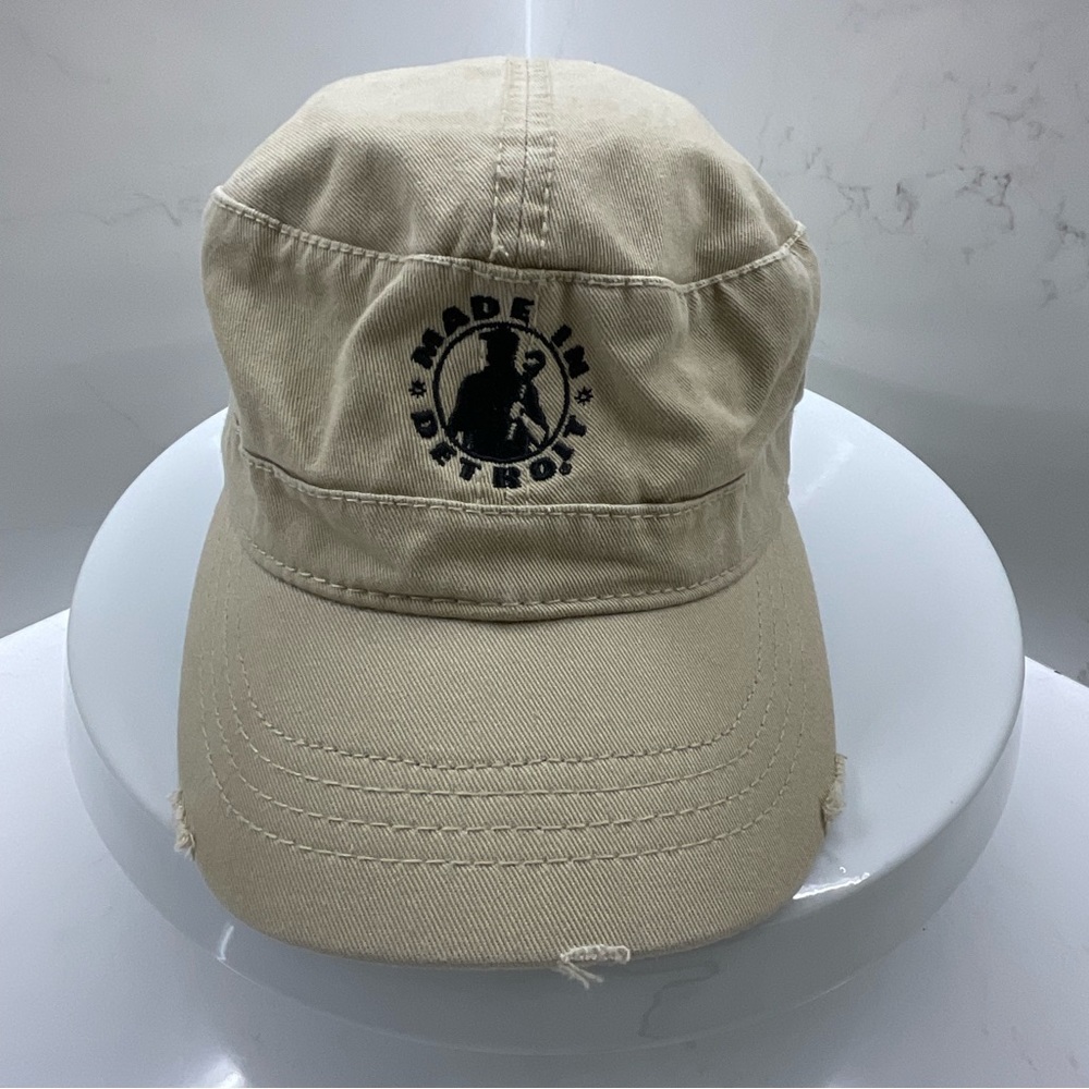 Detroit Made in Detroit distressed cadet cap hat tan strapback